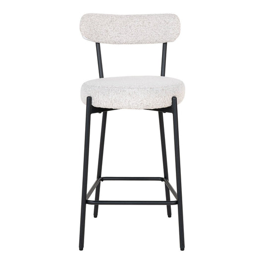 Badalona Counter Chair - Barkruk, wit bouclé met zwarte poten, HN1270