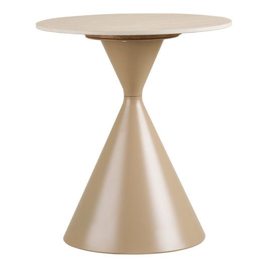 House Nordic ApS - Annecy Bijzettafel, keramisch tafelblad/staal, travertijn/zand, ø50x56 cm - Deco Delights