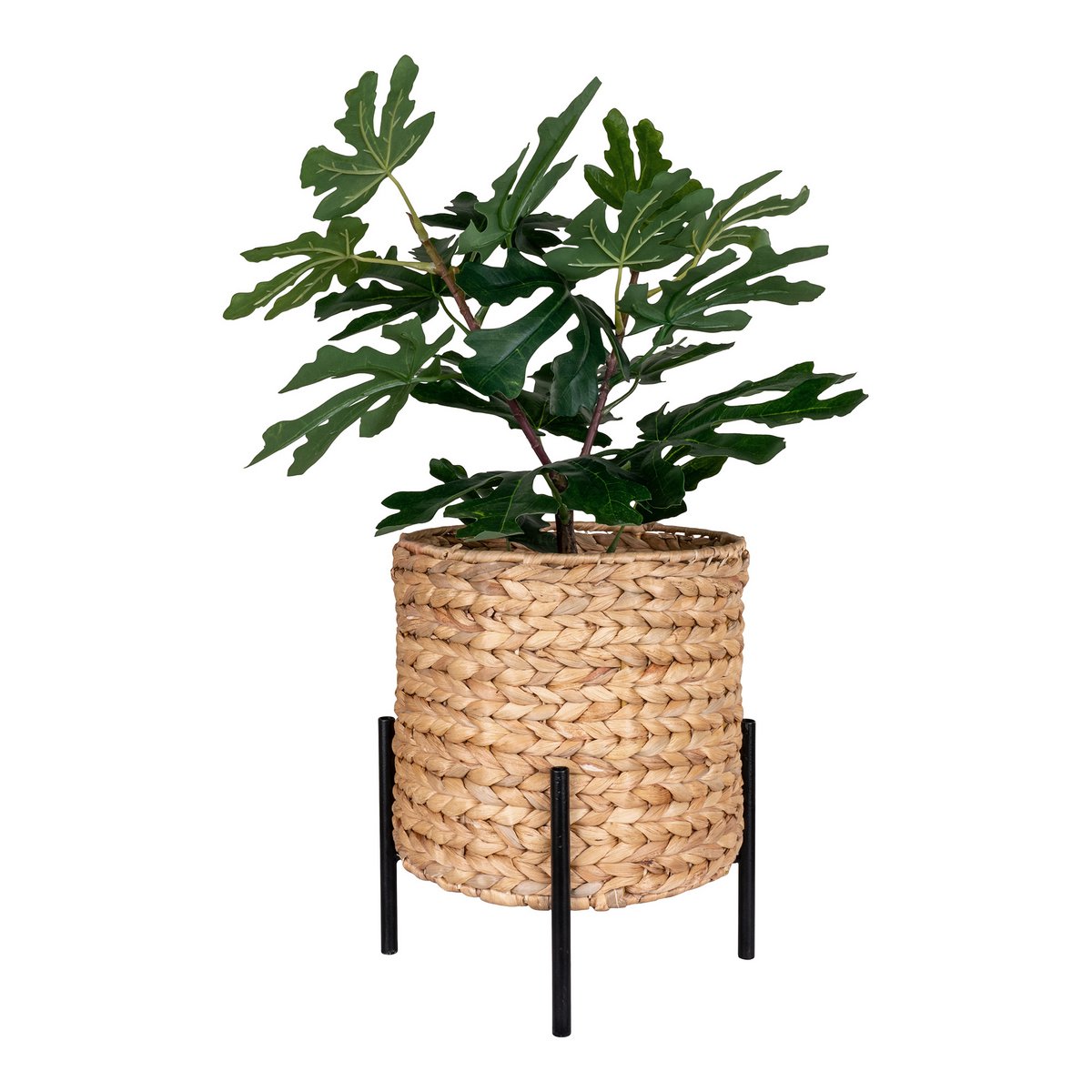 House Nordic ApS - Antas Plantenbak - Natuurlijk/zwart, waterhyacint, metaal, 23,5x23,5x29cm - Deco Delights