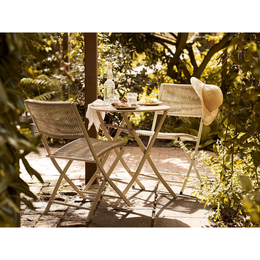 House Nordic ApS - Arcas Bistroset, 2 stoelen en 1 tafel, polyester/staal, taupe - Deco Delights
