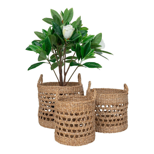 House Nordic ApS - Balok Basket - Mand, zeegras, naturel/zwart, set van 3 - Deco Delights