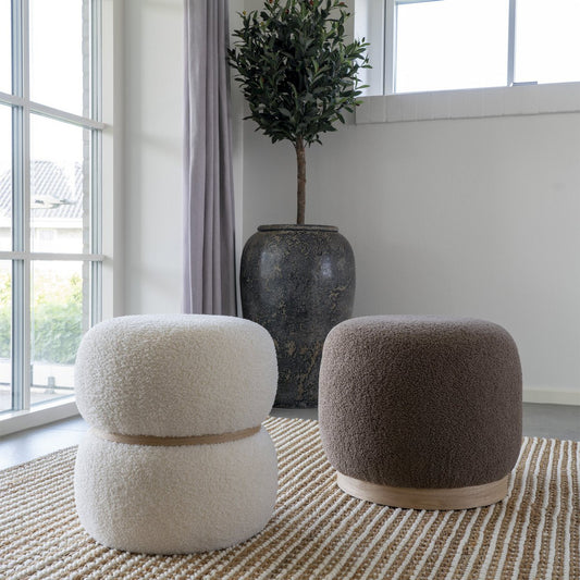 House Nordic ApS - Belfort Poef - Poef in Bouclé, bruin, Ø44,5x40 cm, HN1238 - Deco Delights