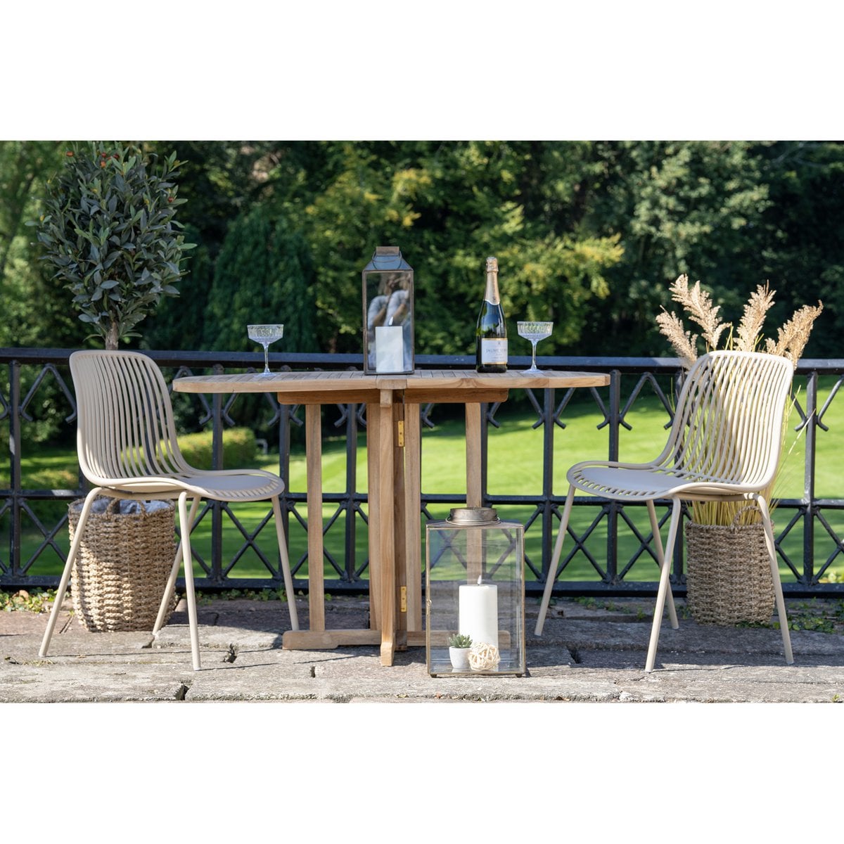 House Nordic ApS - Branson Garden stoel - zand, stapelbaar, 55x46,5x82 cm - set van 4 - Deco Delights
