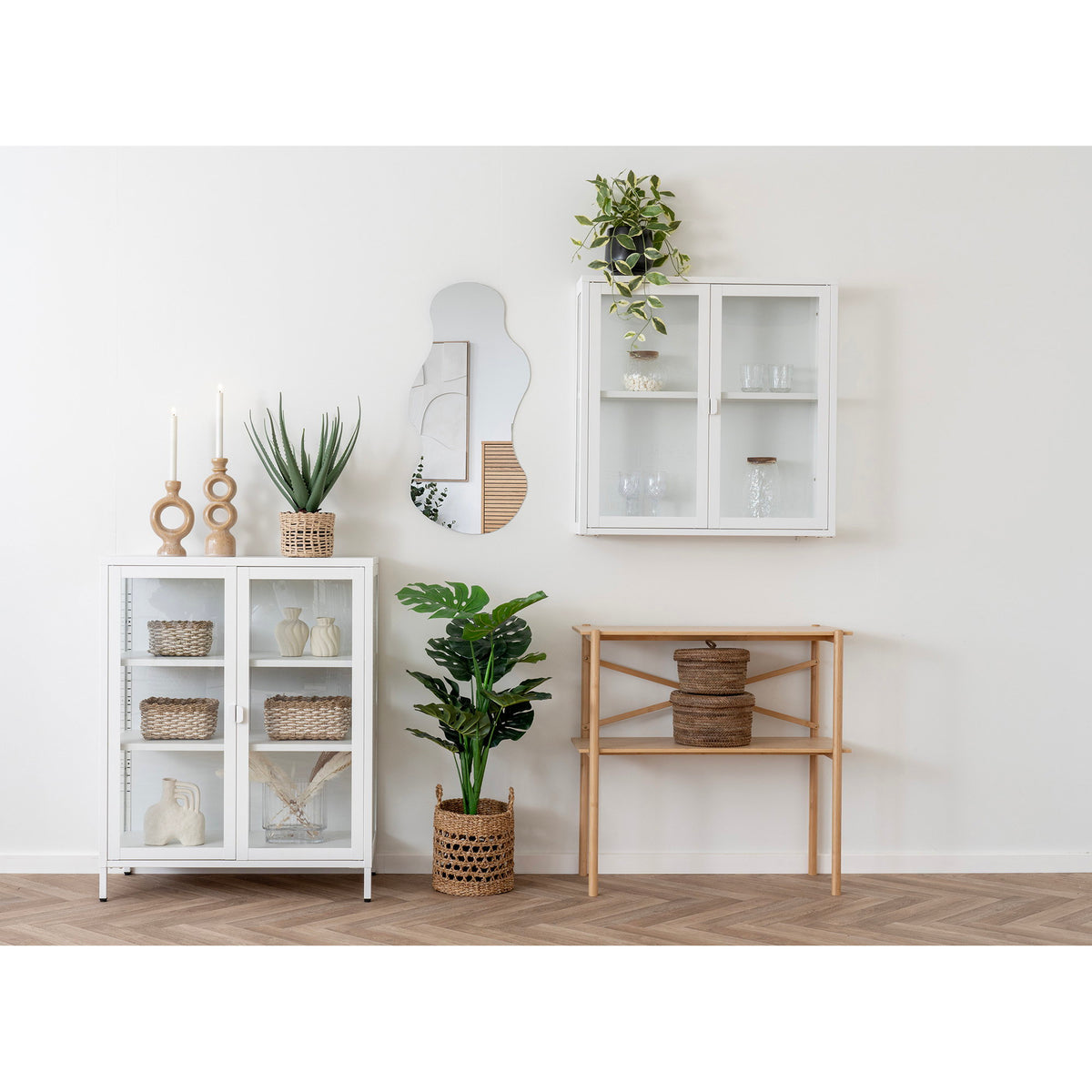 House Nordic ApS - Brisbane Metalen kast Wit 18x80x80 cm - Deco Delights Metalen kast