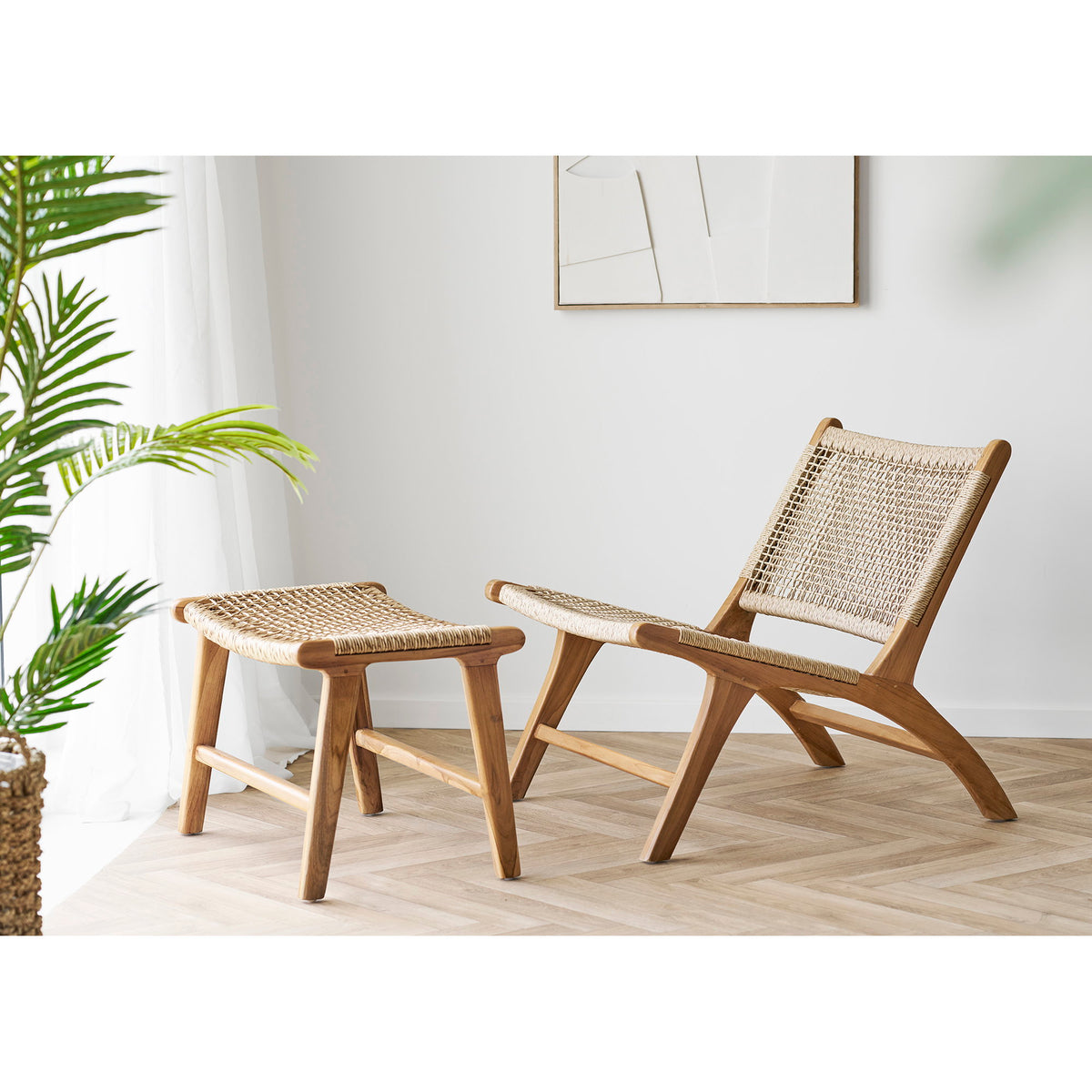 House Nordic ApS - Derby Voetenbank Naturel Teak - Deco Delights Voetenbank