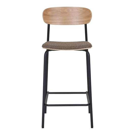 House Nordic ApS - Estepona Counter Chair - Natuur/Bruin/Zwart, Staal, Polyester, Multiplex, 49x42,5x95cm - set van 2 - Deco Delights
