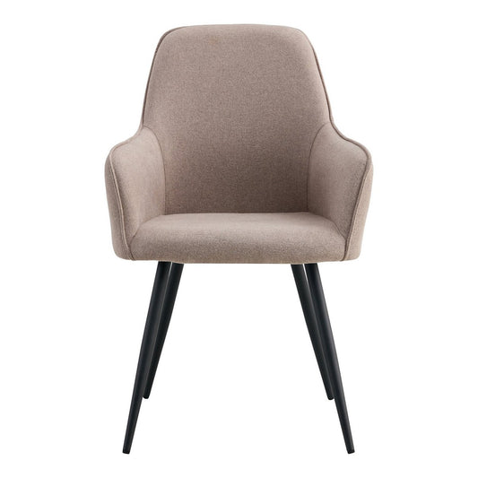 House Nordic ApS - Harbo Dining Chair - Eetkamerstoel, steen met zwarte poten, HN1231 - Set van 2 - Deco Delights