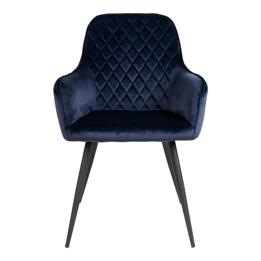 House Nordic ApS - Harbo Eetkamerstoel - Blauw, Fluweel, Zwarte metalen poten - Set van 2 - Deco Delights