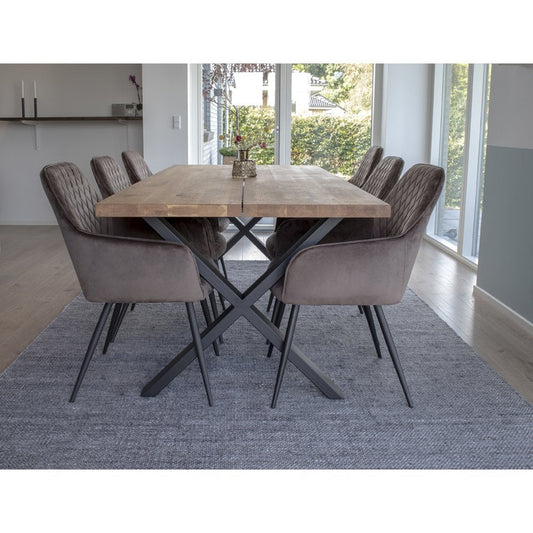 House Nordic ApS - Harbo Eetkamerstoel - Fluweel, Staal, Lichtbruin - Set van 2 - Deco Delights