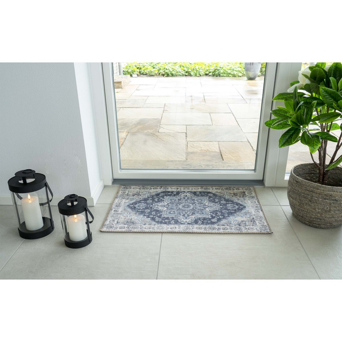House Nordic ApS - Havana Deurmat - Blauw, Chenille Polyester, 50x80cm - Deco Delights