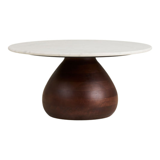 House Nordic ApS - Heide Salontafel, mangohout/marmer, donkerbruin/wit, ø70x35 cm - Deco Delights