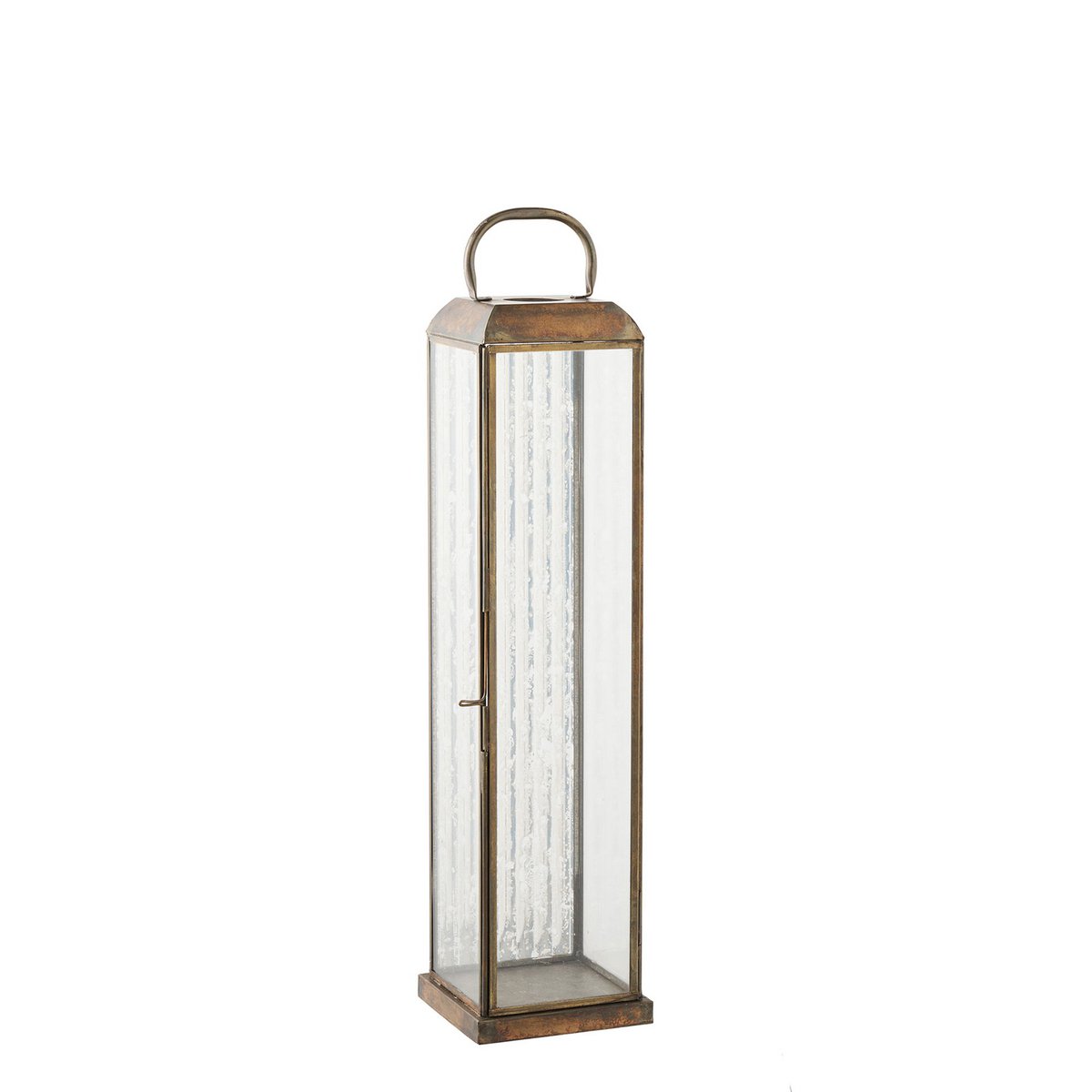 House Nordic ApS - Herslev Lantaarn, glas/metaal, antiek messing look, 12x12x49 cm - Deco Delights