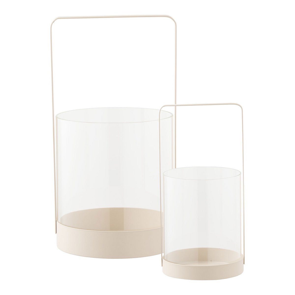 House Nordic ApS - Hurricane kandelaar, glas/metaal, beige, set van 2 - Deco Delights