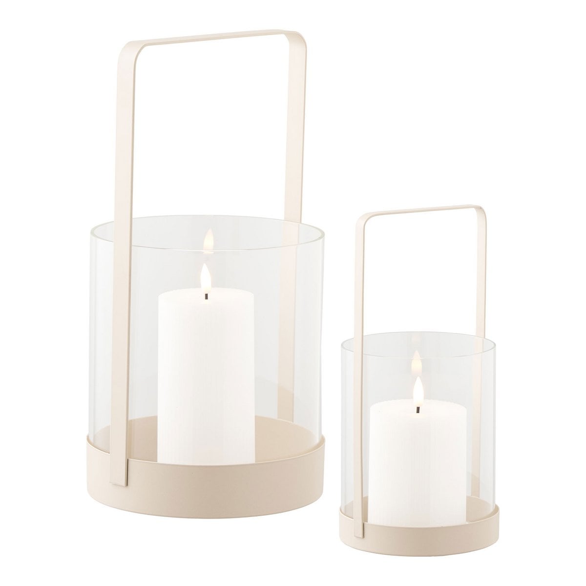 House Nordic ApS - Hurricane kandelaar, glas/metaal, beige, set van 2 - Deco Delights