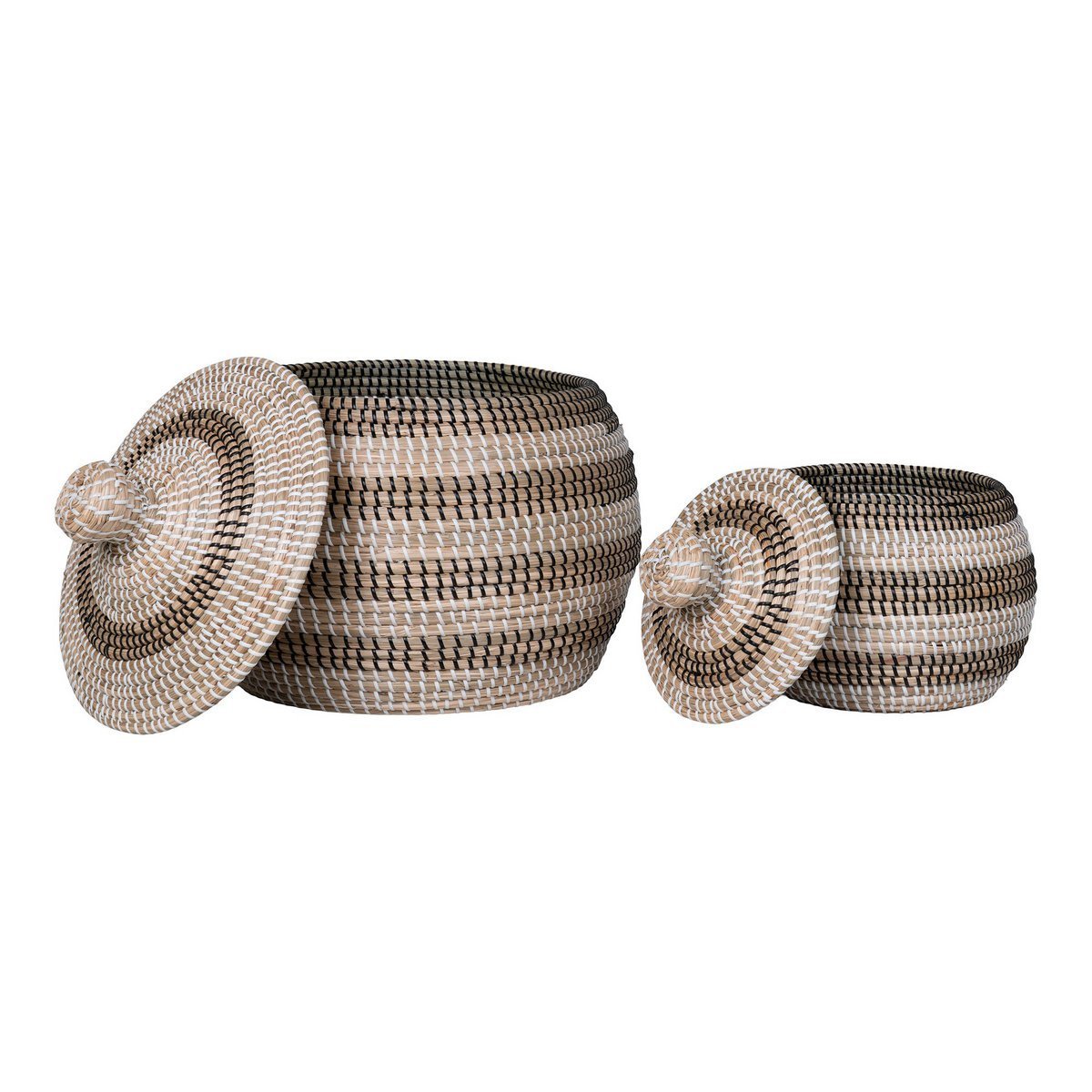 House Nordic ApS - Ipoh Basket - Mand, zeegras, naturel/wit/zwart, set van 2 - Deco Delights