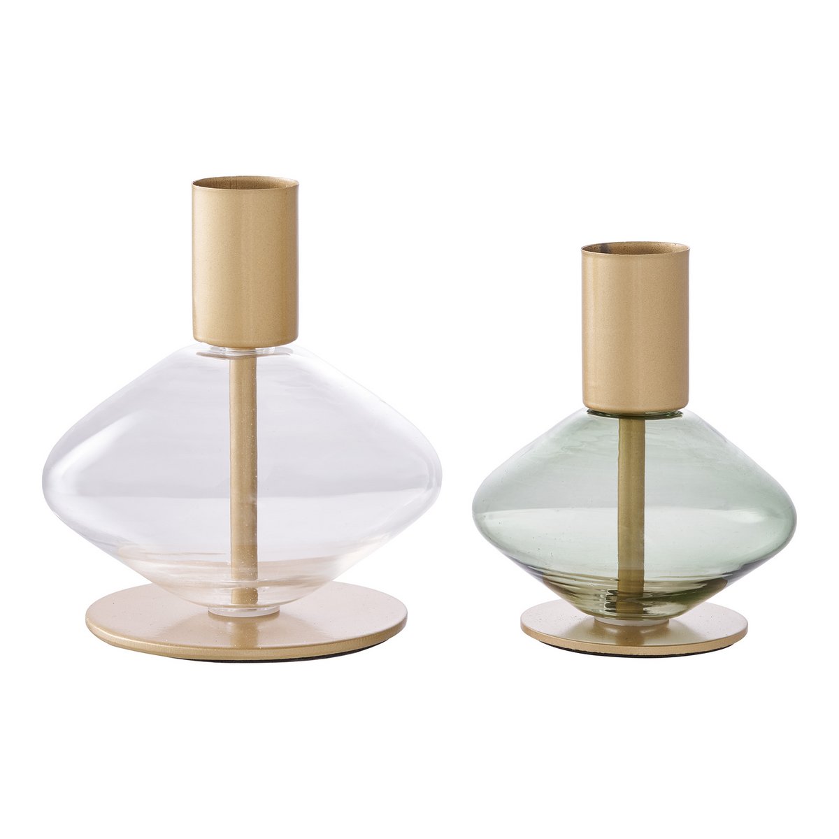 House Nordic ApS - Kaarshouder - Goud/groen, helder, glas en metaal - Set van 2 - Deco Delights