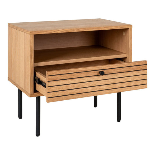 House Nordic ApS - Kyoto Side Table - Bijzettafel, eikenfineer, zwart metalen poten, 1 lade, 50x40x50 cm - Deco Delights