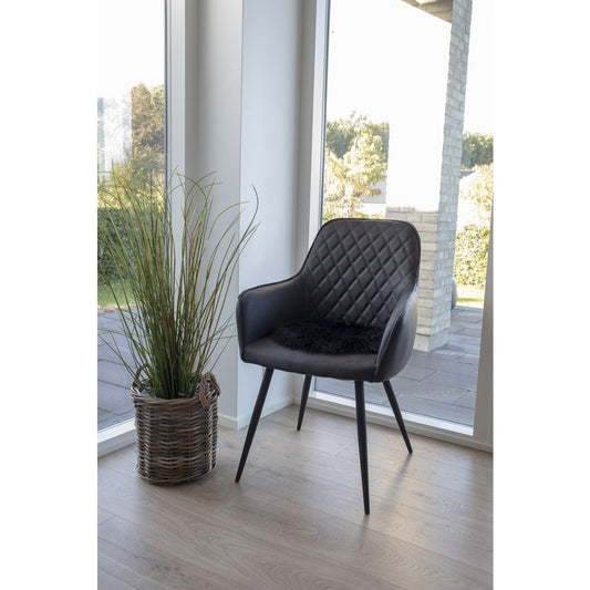 House Nordic ApS - Lamsleren Zitting Kunstmatig - Zwart, Polyester, Ø35x6,5 cm - Deco Delights