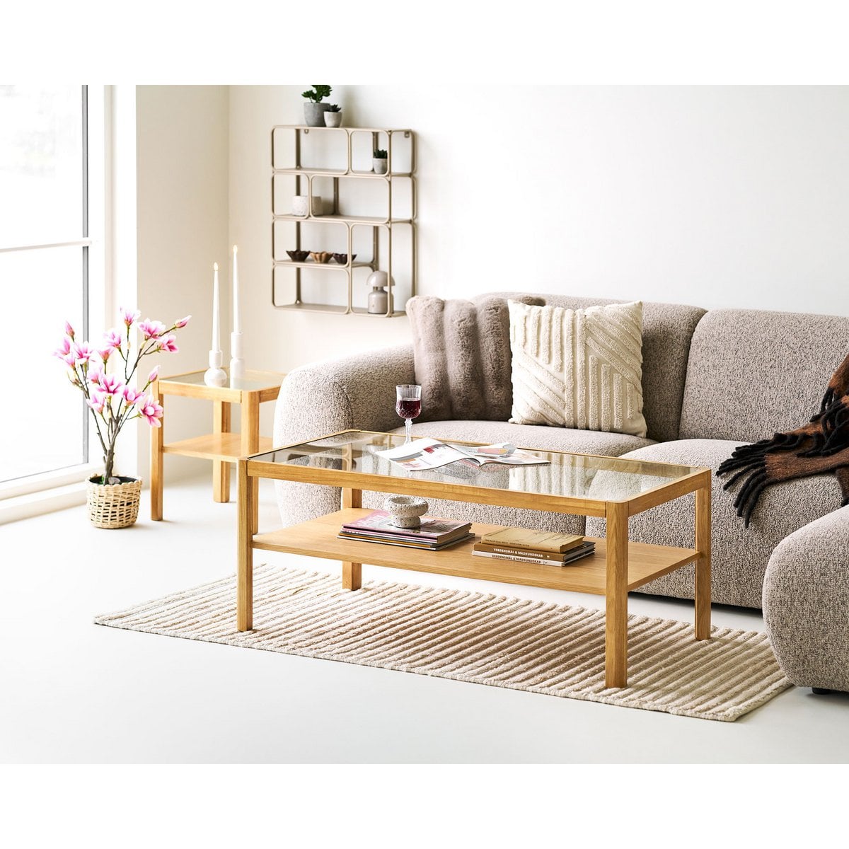 House Nordic ApS - Lanciano Wandplank, metaal, beige, 48x18x64 cm - Deco Delights