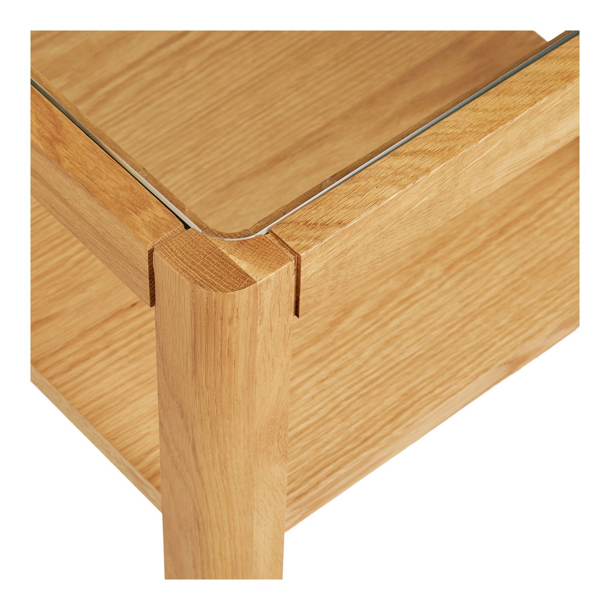House Nordic ApS - Lourmarin Bijzettafel, eiken/eikenfineer/gehard glas, naturel, 40x40x45 cm - Deco Delights