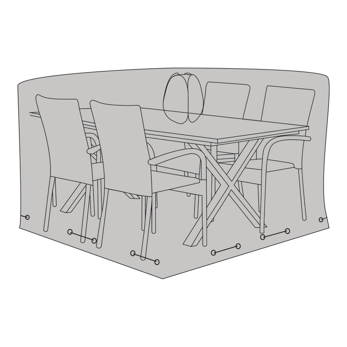 House Nordic ApS - Luxe hoes voor tafel met 4 stoelen, 210g/m2 600D polyester PU gecoat, waterafstotend, zwart - Deco Delights