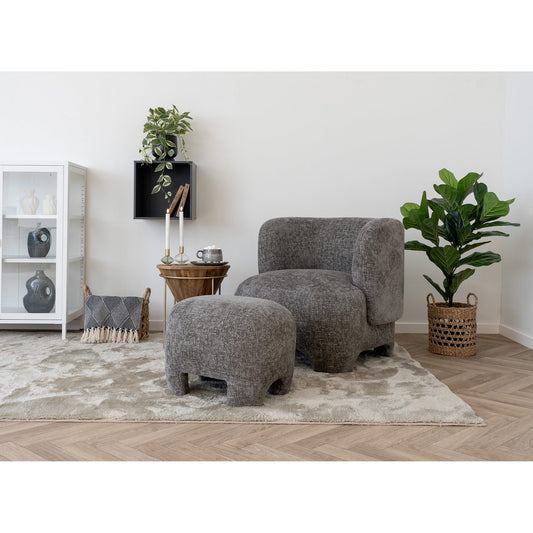 House Nordic ApS - Nazare Pouf - Beige, polyester/schuim/multiplex, 53x41x38 cm - Deco Delights