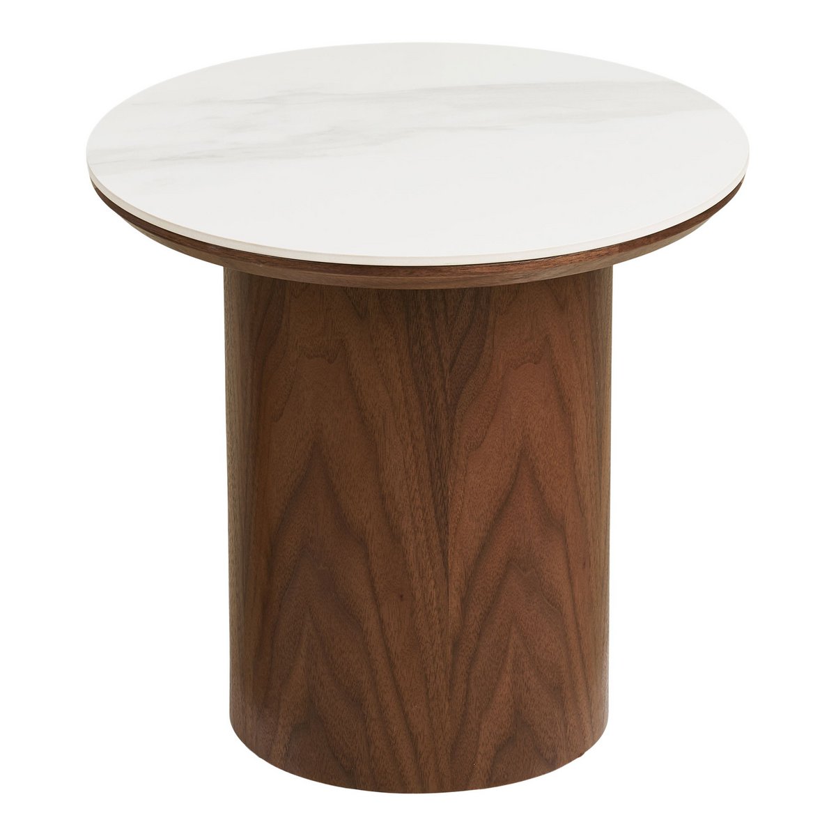 House Nordic ApS - Noli Bijzettafel, tafelblad keramiek/essenfineer, wit/donkerbruin, ø40x38 cm - Deco Delights