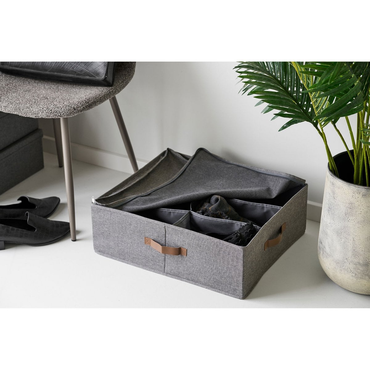 House Nordic ApS - Noto Organizer, textiel, donkergrijs, 56x47x18 cm - Deco Delights
