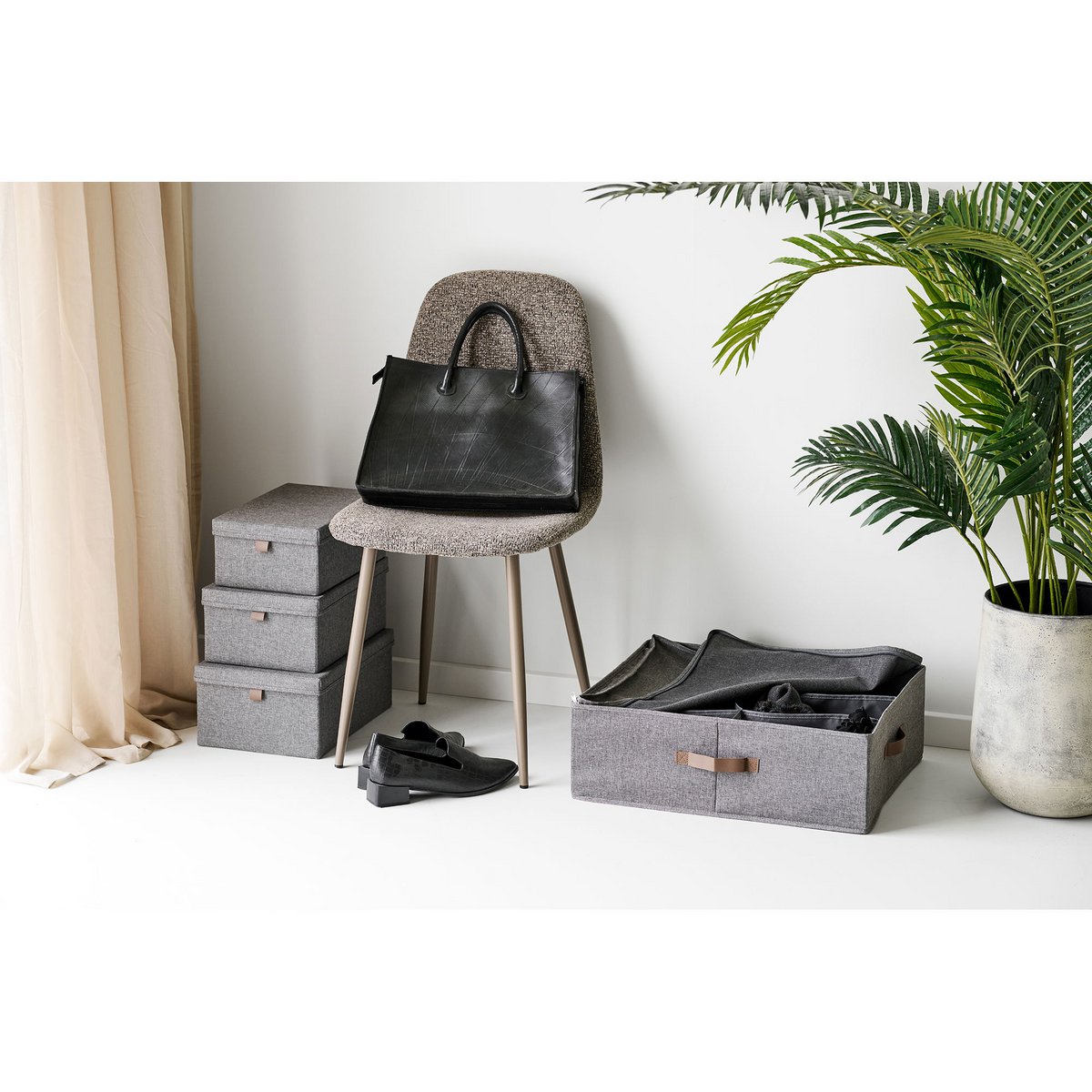 House Nordic ApS - Noto Organizer, textiel, donkergrijs, 56x47x18 cm - Deco Delights