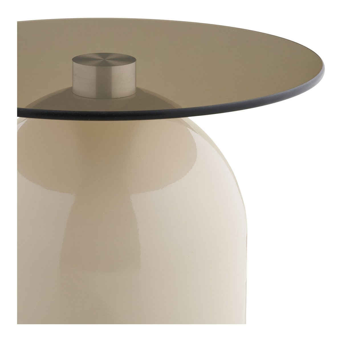 House Nordic ApS - Ravello Bijzettafel, gehard glas/metaal, grijs/beige, ø40x52 cm - Deco Delights