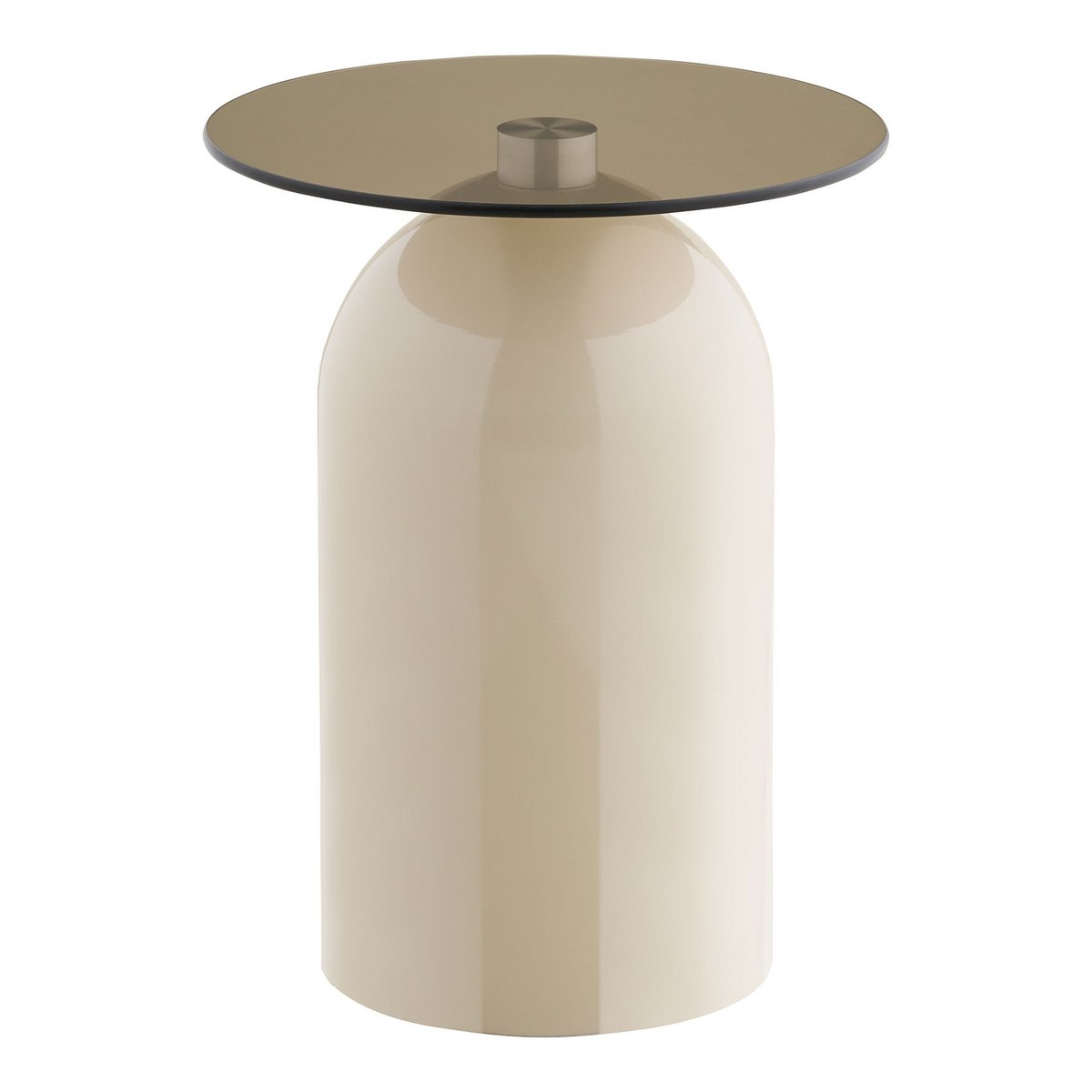 House Nordic ApS - Ravello Bijzettafel, gehard glas/metaal, grijs/beige, ø40x52 cm - Deco Delights