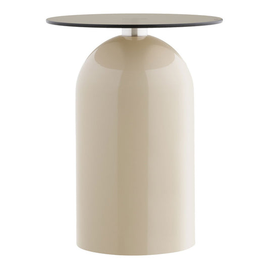 House Nordic ApS - Ravello Bijzettafel, gehard glas/metaal, grijs/beige, ø40x52 cm - Deco Delights