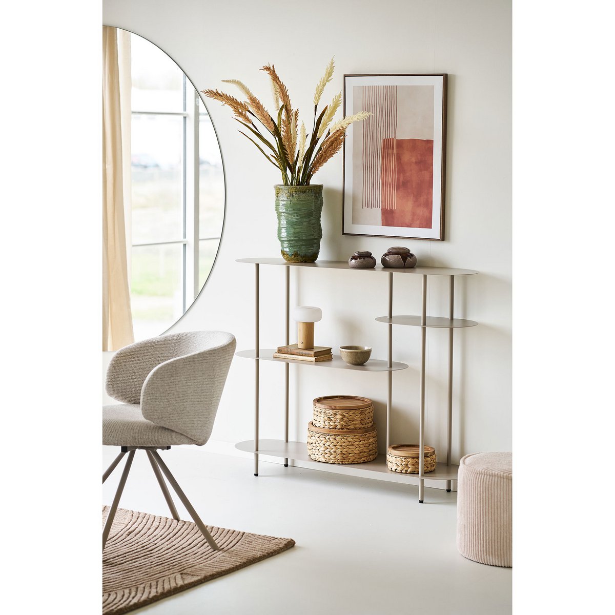 House Nordic ApS - Rieti Open kast, 4 planken, metaal, zand, 31x118x97 cm - Deco Delights