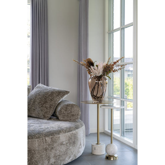 House Nordic ApS - Salo Bijzettafel - Bijzettafel in messing en marmer Ø25x54 cm - Deco Delights