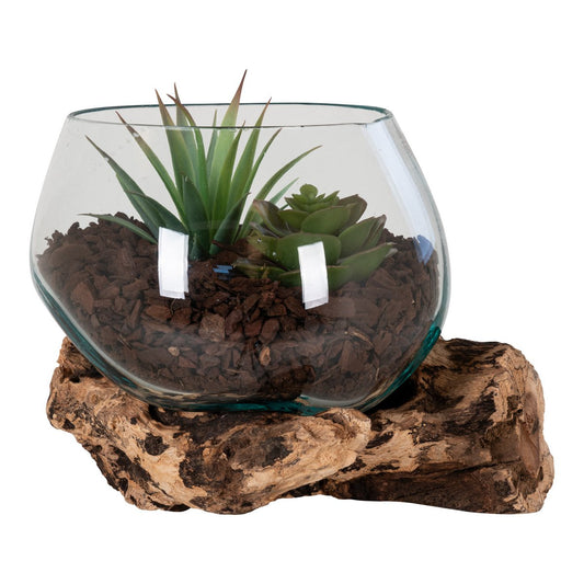 House Nordic ApS - San Marino Waterdrop - Natuurlijk, Teakhout/Glas/Staal, 15x15x15 cm - Deco Delights
