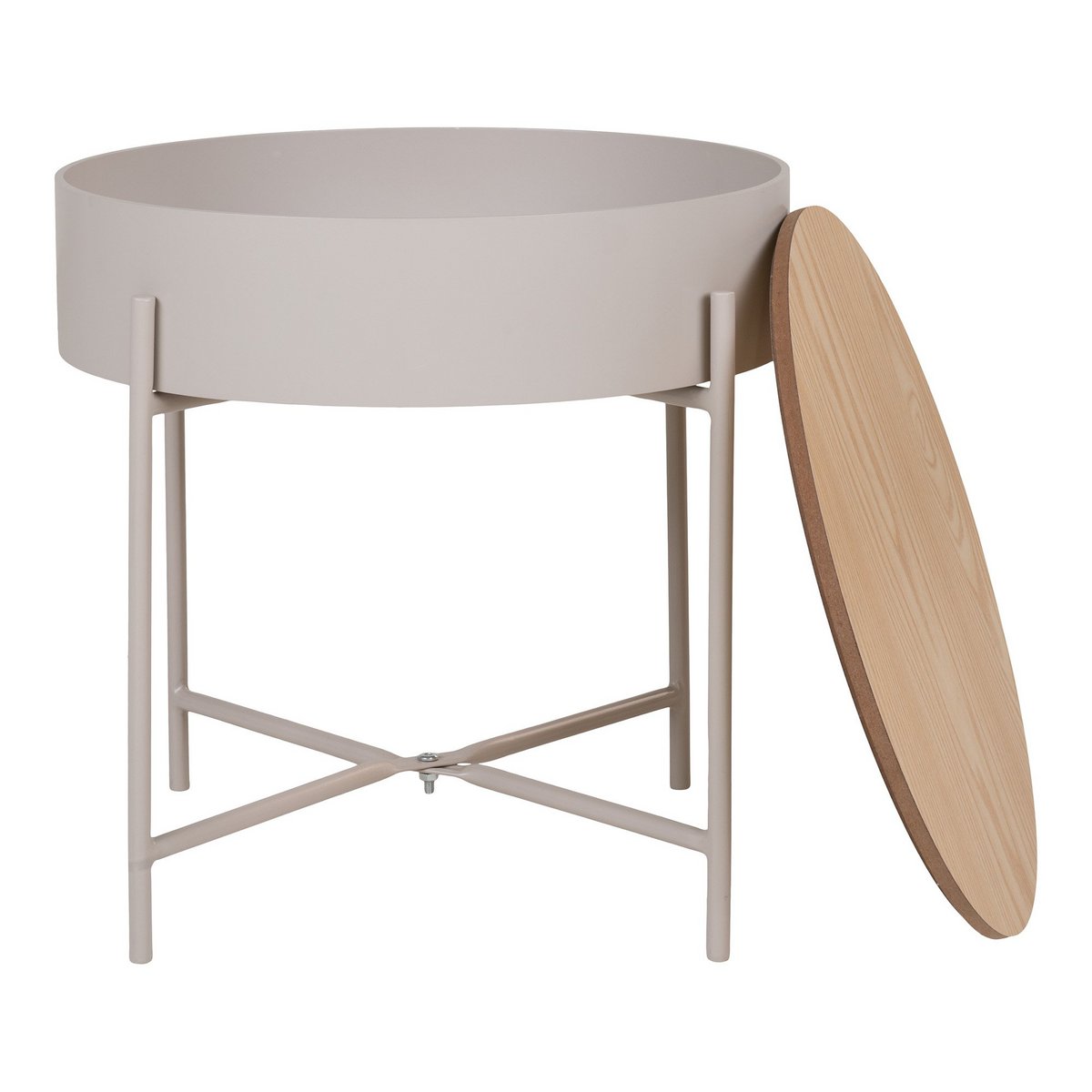 House Nordic ApS - Sisco Side Table - Bijzettafel in beige-lichtgrijs gepoedercoat staal, Ø40x40 cm - Deco Delights