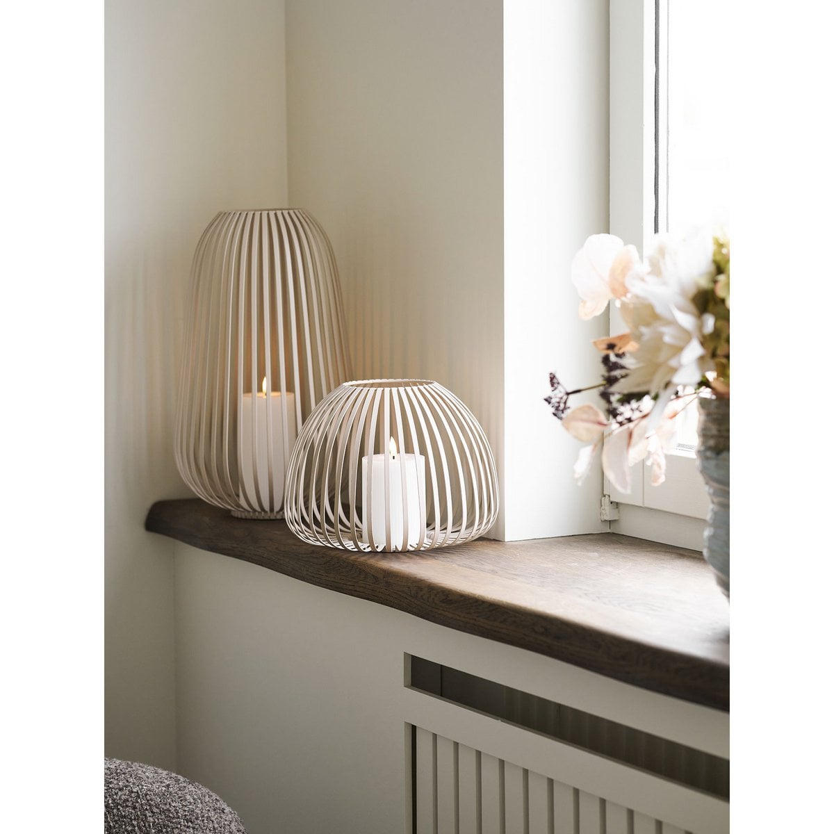 House Nordic ApS - Stoense Lantaarn, metaal, beige, ø24,5x40 cm - Deco Delights