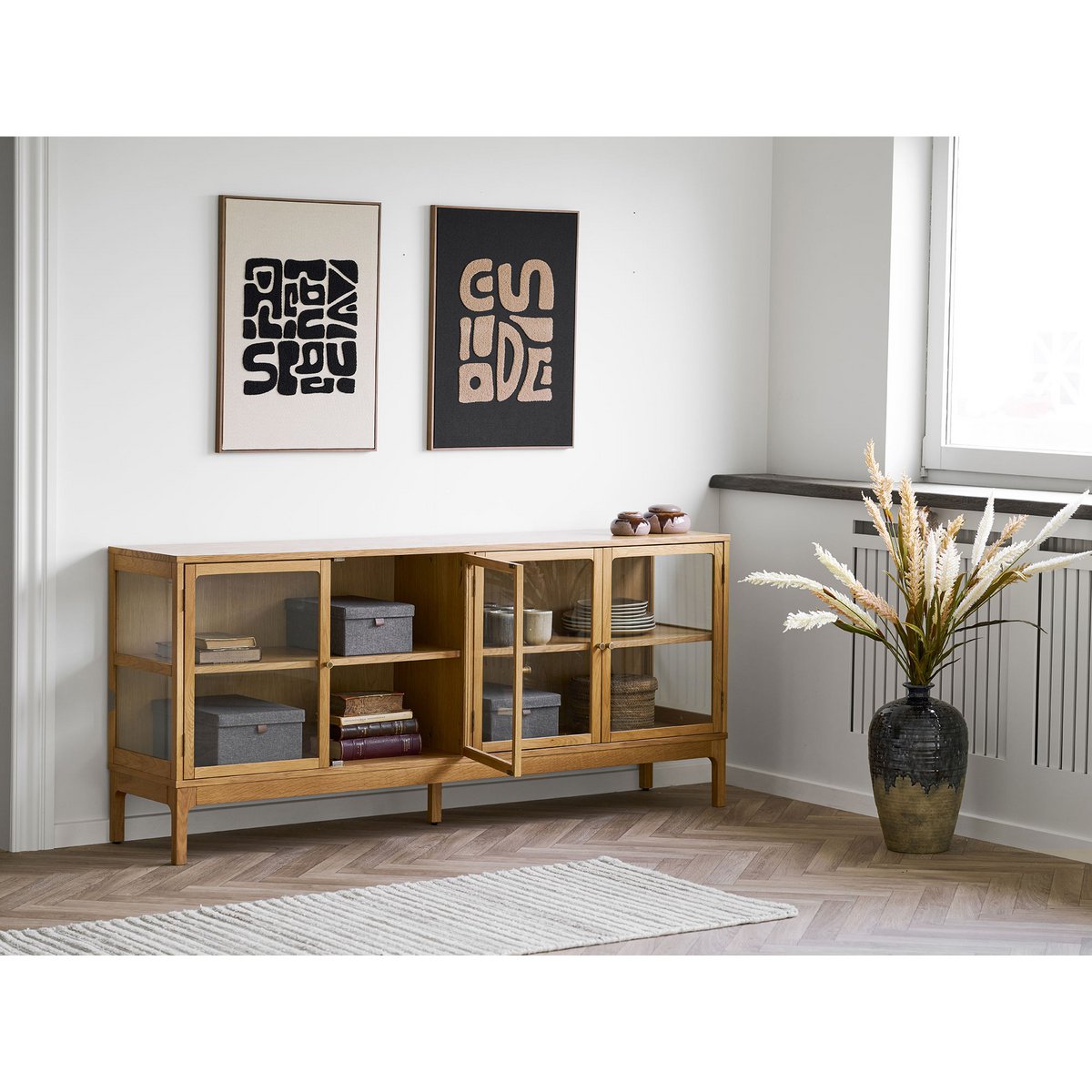 House Nordic ApS - Tine Tufted wanddecoratie, zwart/bruin, 50x70 cm - Deco Delights