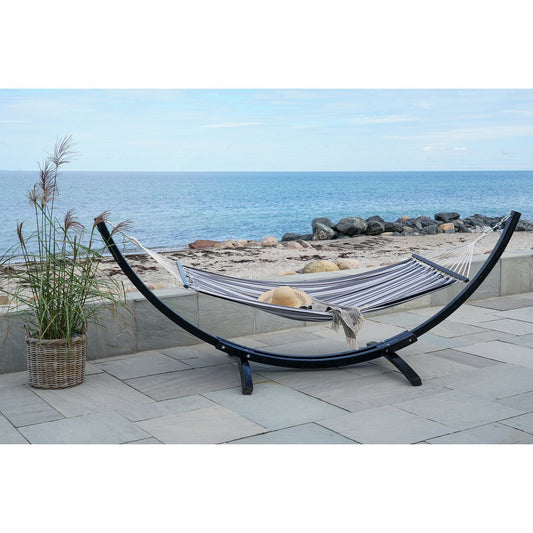 House Nordic ApS - Tripoli Hangmat - Hangmat op houten standaard, lariks, polyester/katoen, zwart/grijs/wit - Deco Delights