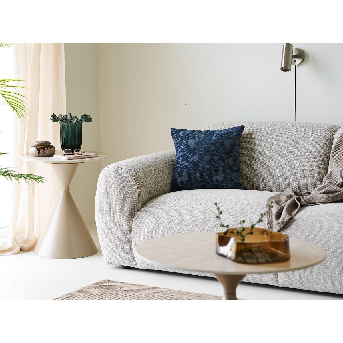 House Nordic ApS - Yona Kussen, blauw, 45x45 cm - Deco Delights
