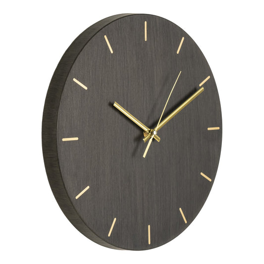 House Nordic ApS - House Nordic ASTI - Wandklok - Metaal, Donkerbruin, Houtstructuur, Ø 30 cm - Deco Delights Wandklok