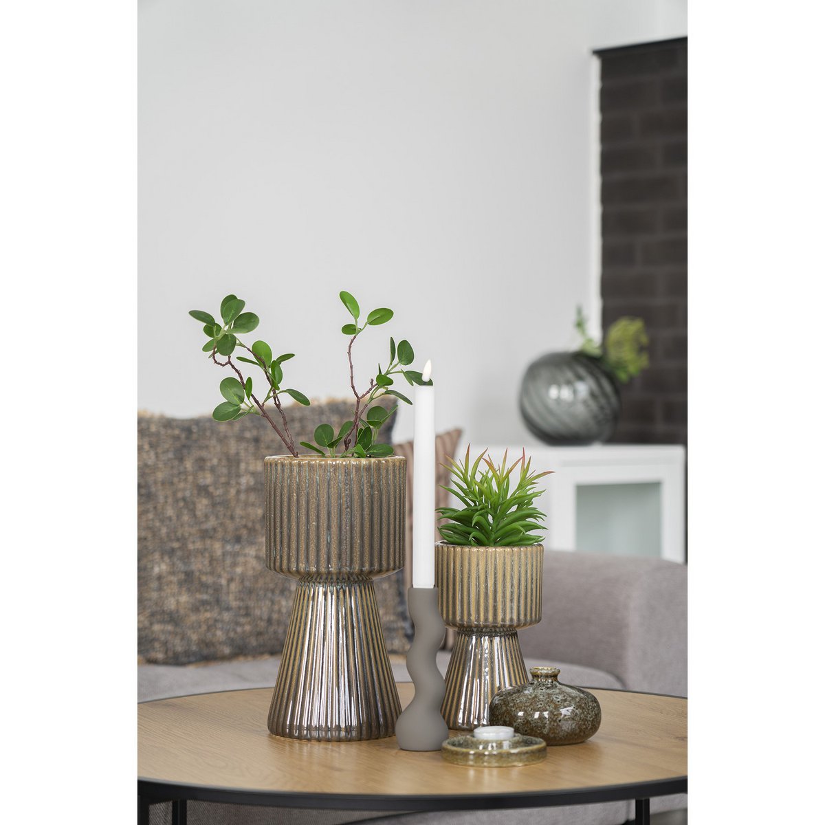House Nordic ApS - House Nordic - Kandelaar - Keramiek, Grijs - Deco Delights Kandelaar