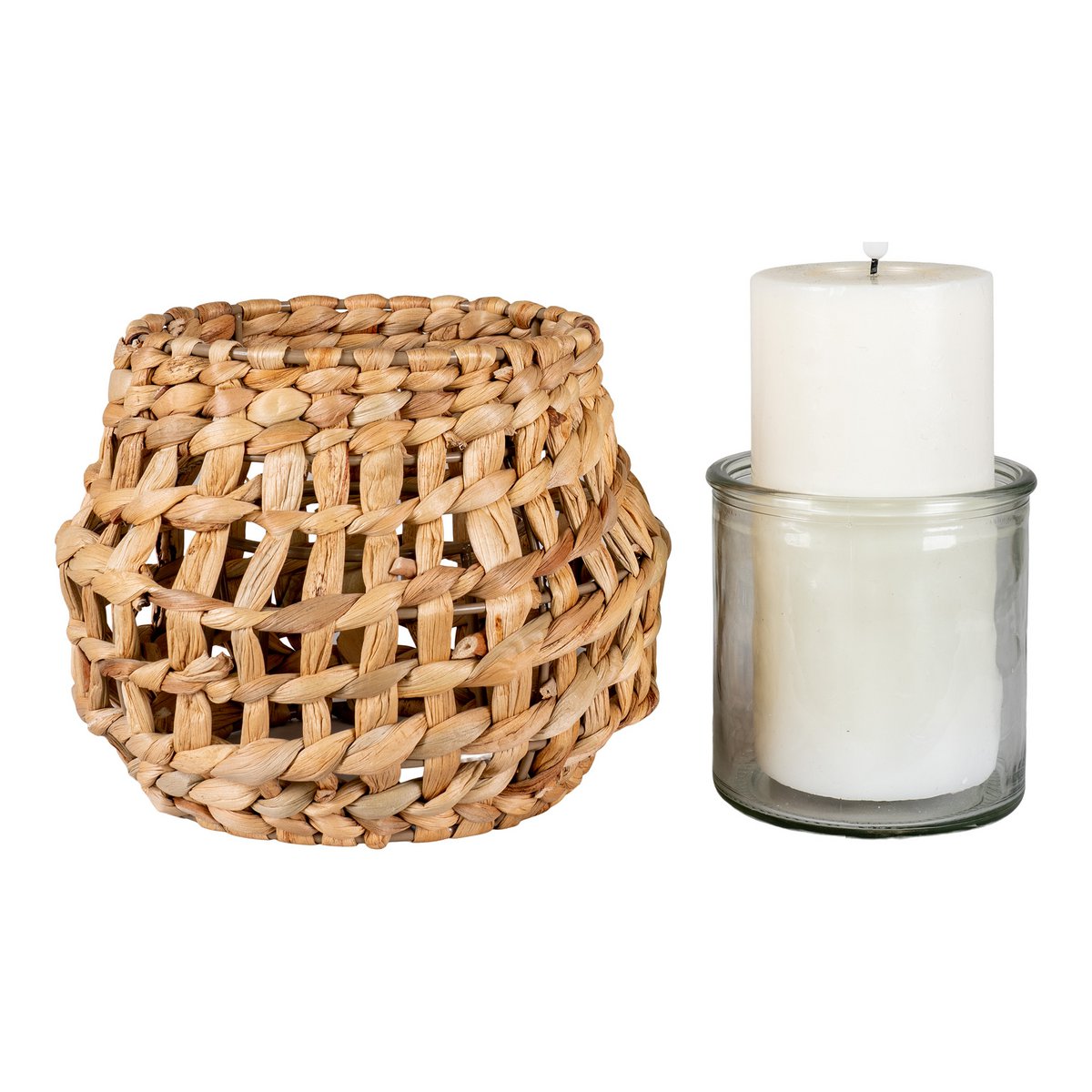 House Nordic ApS - House Nordic - Kandelaar - Waterhyacint/Glas, Lichtbruin-Rotan - Deco Delights Kandelaar