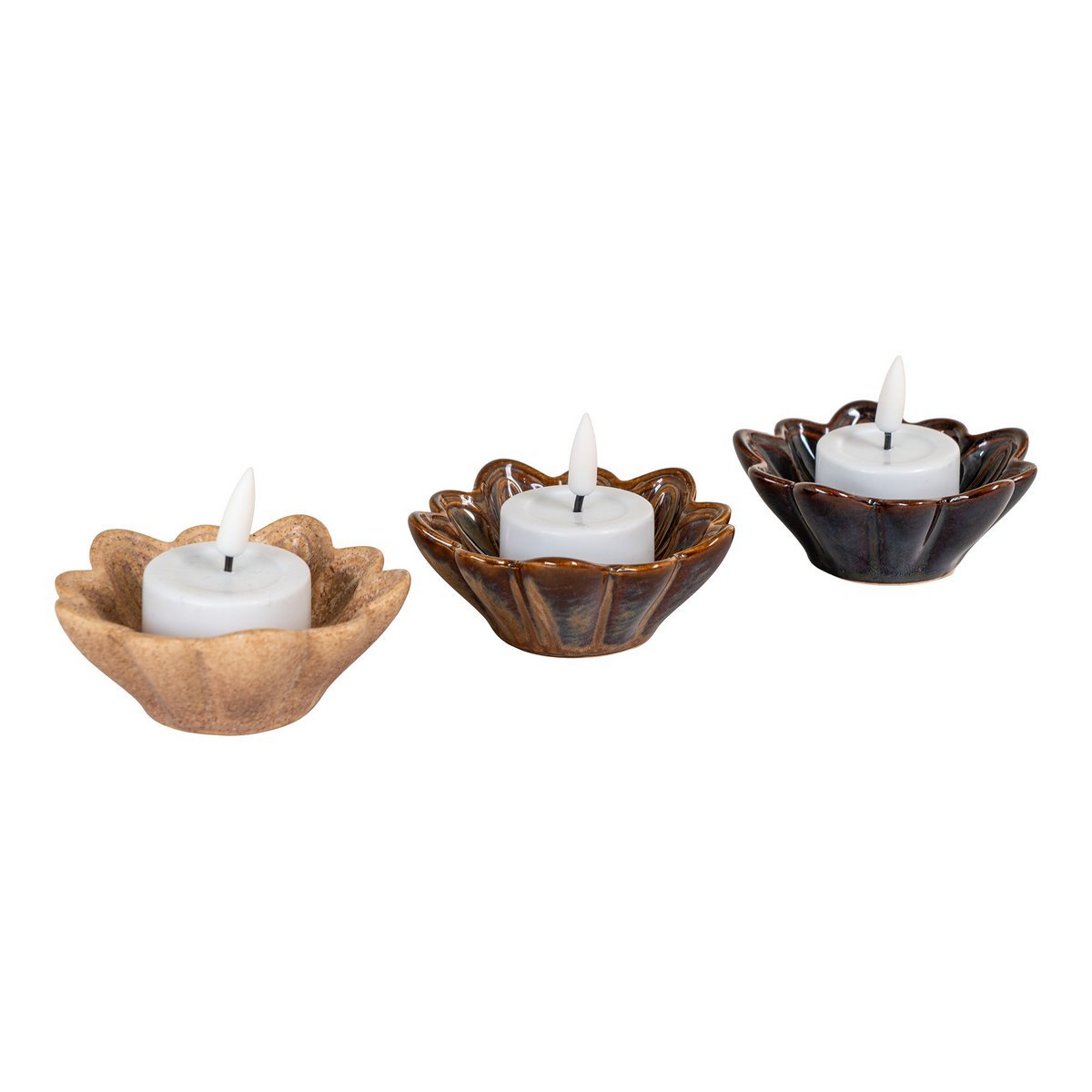 House Nordic ApS - House Nordic Kom - Beige / Bruin / Donkerbruin (set van 3) - Deco Delights Waxinelichthouder