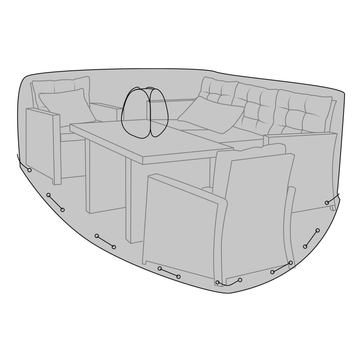 Luxury Cover - Luxe hoes voor lounge- en bankstellen, 210g/m2 600D polyester PU-gecoat, waterafstotend, zwart