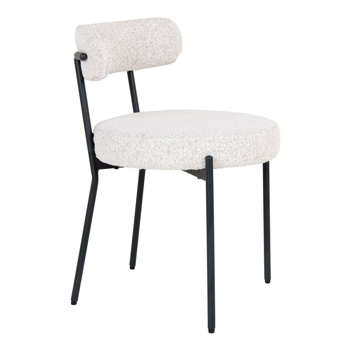 Badalona Dining Chair - Eetkamerstoel, wit bouclé met zwarte poten, HN1270 - set van 2