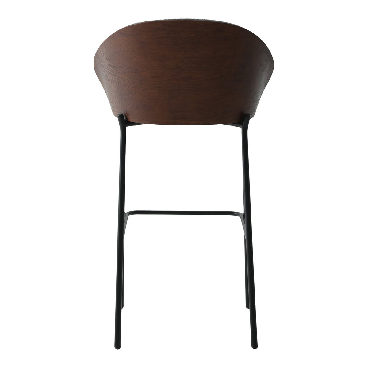 Canelas Bar Chair - Barstoel, lichtgrijs met donkerbruine rugleuning en zwarte poten - Set van 2