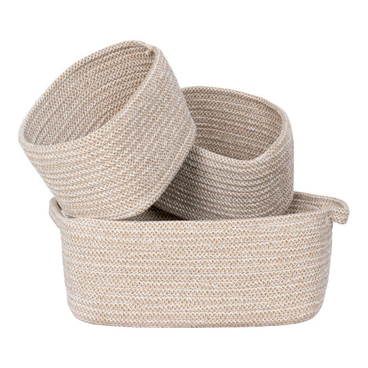 Teixo Basket - Mand, katoen, beige, set van 3