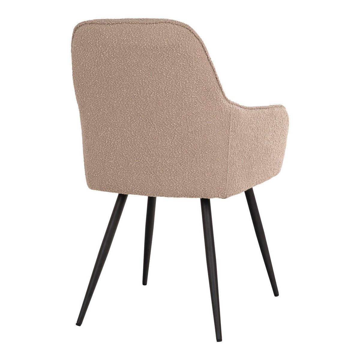 Harbo Dining Chair - Eetkamerstoel in bouclé, beige met zwarte poten, HN1233 - Set van 2