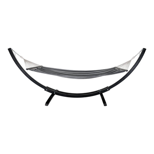 Tripoli Hangmat - Hangmat op houten standaard, lariks, polyester/katoen, zwart/grijs/wit